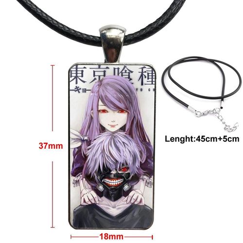 Collier En Verre Pour Hommes Et Femmes, Demi Pendentif Fait À La Main, Rectangle