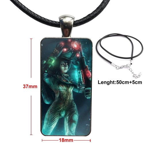 Cabochon En Verre À 3 Cellules Infinies, Bijoux Couleur Acier Avec Long Pendentif, Collier Ras Du Cou Rectangulaire, Cadeau Pour Filles
