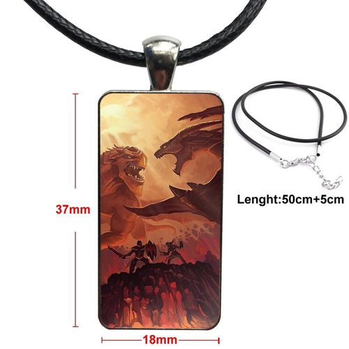 Collier En Acier Pour Unisexe, Cabochon En Verre, Pendentif Rectangulaire, Couleur, Bijoux