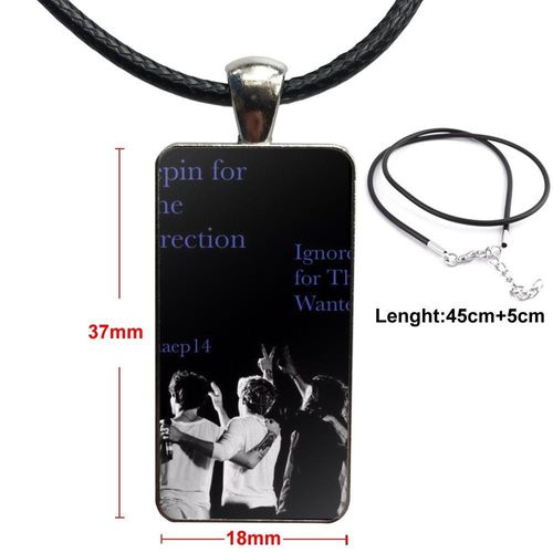 Collier À Pendentif Rectangulaire En Verre Vintage Pour Hommes Et Femmes, Design De Super Étoile 1d Niall Horan, À La Mode