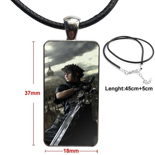 Bijoux Cabochon En Verre Couleur Acier, Collier Avec Long Pendentif Ras Du Cou Rectangle Pour Femmes Enfants Cadeau Final Fantasy Vii Ff7 Anime