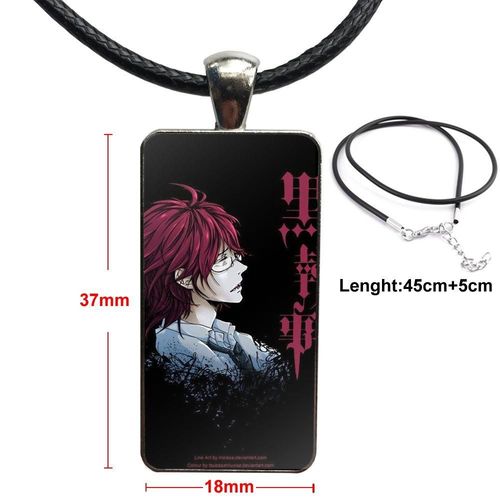 Collier Noir De Majordome, Cadeau Unisexe, Cabochon En Verre, Ras Du Cou, Pendentif Rectangulaire, Bijoux De Couleur En Acier