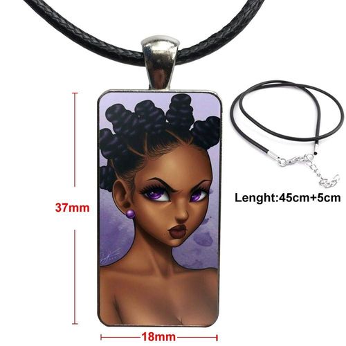Collier En Melanin Poppin Noir Pour Fille, Chaîne Longue Avec Rectangle, Personnalisé, À La Mode, Bijoux Pour Enfant, Nouvelle Collection