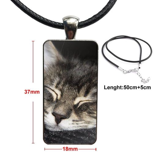 Collier Chat Noir Perdu Dans Les Livres Pour Unisexe, Pendentif En Verre, Fait À La Main, Demi Pendentif Rectangulaire, Cadeau De Fête