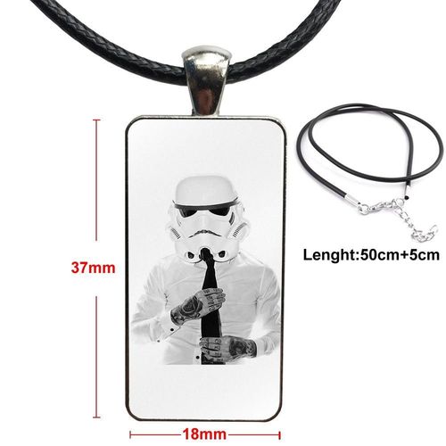 Masque Stormtrooper Blanc Pour Femmes, Cadeau De Fête Unisexe, Design Vintage En Verre Pour Femmes, Pendentifs De Collier Rectangulaires