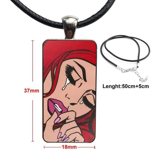 Collier Rose En Forme De Visage Pour Fille, Bijoux Unisexe En Verre, Pendentif, Rectangle, Ras Du Cou