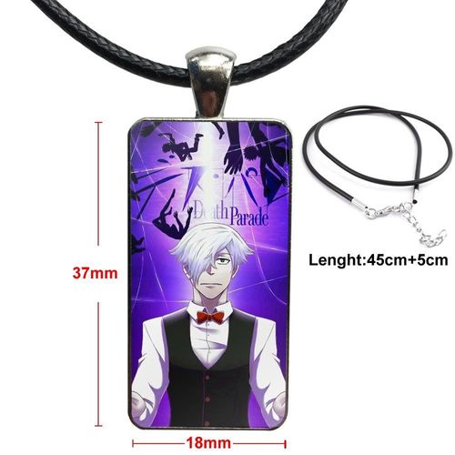 Bijoux Cabochon En Verre Couleur Acier Avec Long Pendentif Ras Du Cou, Collier Rectangle Pour Hommes Femmes, Cadeau De Fête, Défilé De La Mort Anime