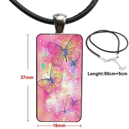 Collier Avec Pendentif Papillon En Verre Pour Homme Et Femme, Bijou En Acier Plaqué