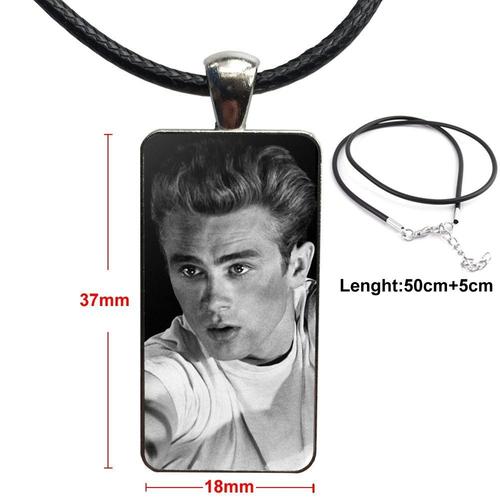 Collier De Fête Du Film James Dean Pour Hommes Et Femmes, Original, Avec Cabochon En Verre Plaqué En Acier, Long Pendentif Rectangulaire