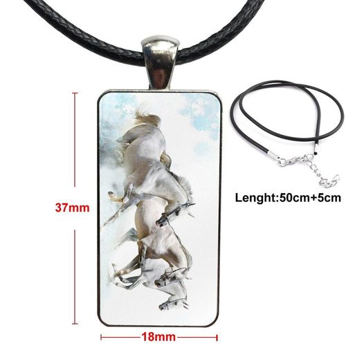 Pendentif Cabochon En Verre Pour Unisexe, Collier Rectangle Ras Du Cou, Bijoux Cheval D'art Vintage