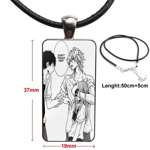 Pendentif Manga En Verre Pour Hommes Et Femmes, Noir, Design De Bonbons, Mode Vintage, Collier Rectangulaire