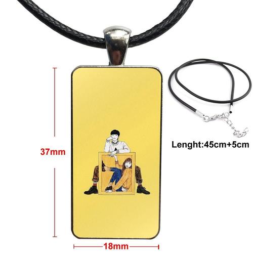 Collier Avec Fromage Coréen Dans Le Piège Pour Femmes Et Hommes, Pendentif De Fête En Verre, Fait À La Main, Demi Pendentif, Collier Rectangle