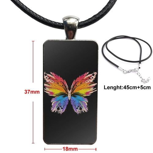Pendentif Maxi En Verre Pour Écolière, Collier De Galaxie En Acier Plaqué, Bijoux Papillon Bleu Rose Mignon
