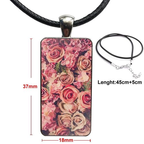 Collier En Verre Pour Femmes Et Filles, Cadeau, Cabochon, Ras Du Cou, Pendentif Rectangle, En Acier Inoxydable, Couleur, Bijoux, Lil Durk Hip Hop