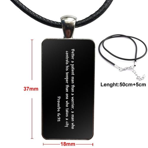 Collier Ras Du Cou En Acier Pour Hommes Et Femmes, Cabochon En Verre De Couleur Avec Pendentif En Forme De Rectangle, Verset De La Bible Noire, Croix Du Christ