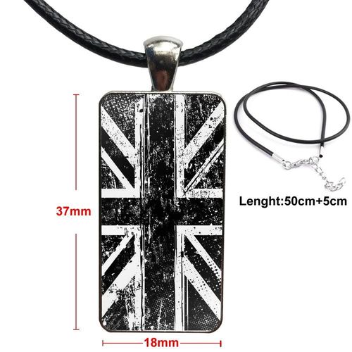 Pendentif De Marque Drapeau Noir Et Blanc, Bijoux De Couleur En Acier, À La Mode, Collier En Verre, Pour Cadeau Unisexe