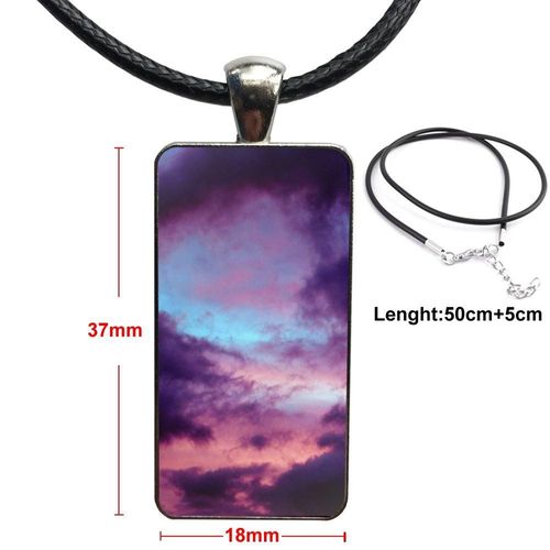 Pendentif En Verre Rose Kawaii Pour Femme Et Unisexe, Bijou En Acier Plaqué, Ciel, Coucher De Soleil, Nuage, Art, Galaxie