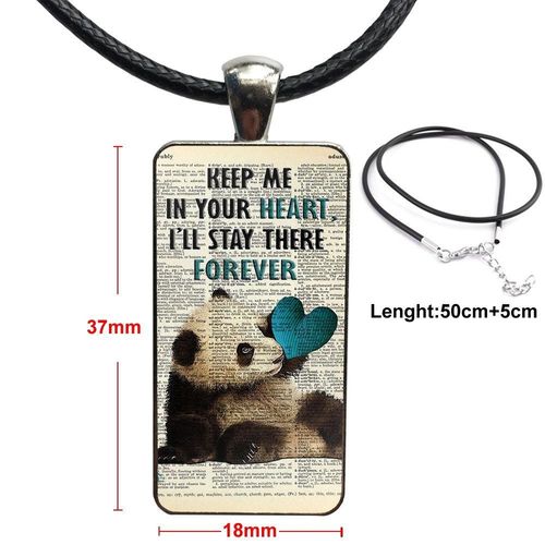 Collier Avec Pendentif En Verre, Cabochon Rectangulaire, À La Mode, Cadeau Pour Hommes Et Femmes, Panda Bff