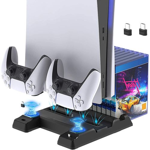 Support De Ventilateur De Refroidissement Compatible Avec Ps5 Manette, Chargeur Station Compatible Avec Playsation 5 Accessoires Avec 11 Slot De Jeu