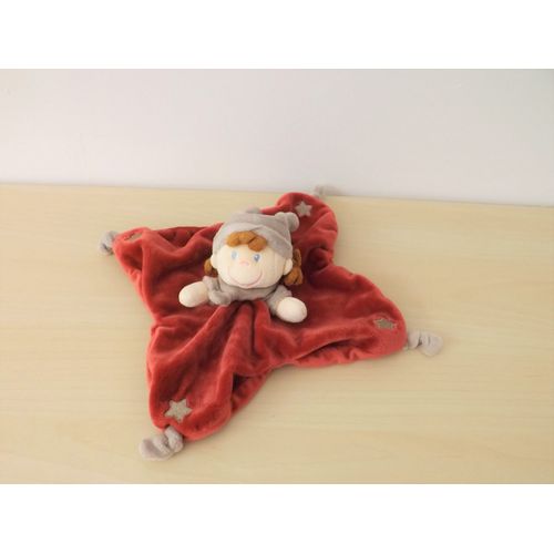 Doudou Fille Fée Beige Bordeau Étoiles Nicotoy