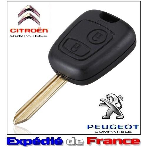 PHONILLICO Coque Clé pour Citroen Berlingo Picasso Saxo Xsara Peugeot  Partner - 2 Boutons - Plip télécommande avec Lame