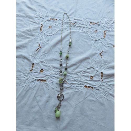 Pendentif Vert Et Argenté Modifiable