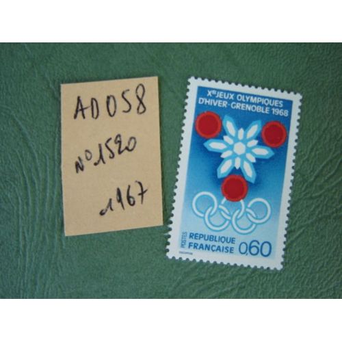 Ad 058 // Timbre France Neuf 1967 *N°1520"Prélude Aux J.O D'hiver De  Grenoble"