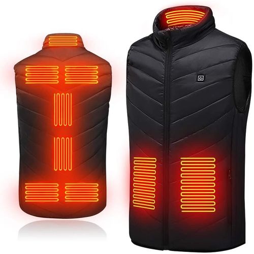 Gilet Chauffant Électrique Avec 9 Zones , 3 Températures Réglables Manteau Chauffant Hiver Léger Pour Moto Chasse Ski (L)