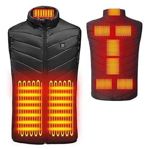 Manteau Chauffant Électrique Usb Réglable, 9 Zones De Chauffage, Veste Chauffante Lavable Et Chaude Adaptée Sports De Plein - Xl