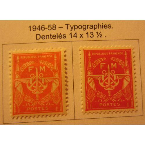 2 Timbres France Franchise Militaire 1946/58 Yvert Et Tellier N°12 Rouge Et 12a Rouge Carminé Neufs*