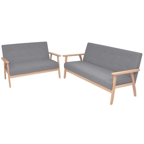 Vidaxl Ensemble De Canapés 2 Pcs Tissu Gris Clair