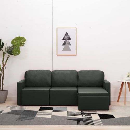 Vidaxl Canapé-Lit Modulaire 3 Places Gris Similicuir