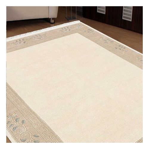Tapis Entrée 70x140 Fait Main En Laine Crème Rectangle Motif Simple Napissa