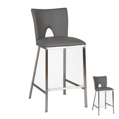 Duo De Tabourets De Bar Simili Cuir Gris - Lobo