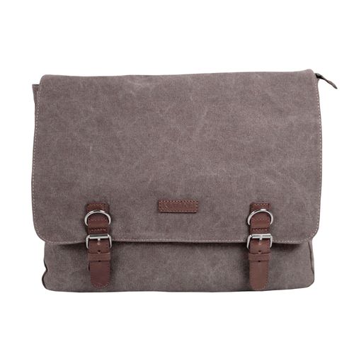 Grand sac gibecière KATANA toile garni cuir réf 6557 marron (3 couleurs disponible)