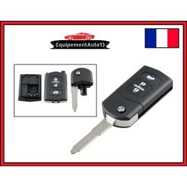 blanc avec porte-clés - Coque de protection pour clé télécommande de  voiture, en alliage de cuir, pour Mazda