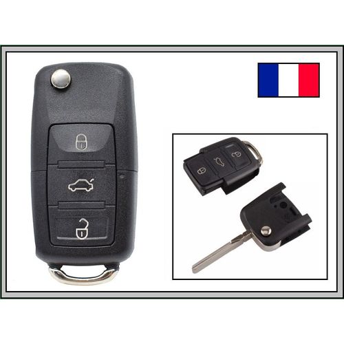 Coque Clip Clé 3 Boutons Volkswagen Seat Skoda Polo Golf Touran Ibiza Leon Eos