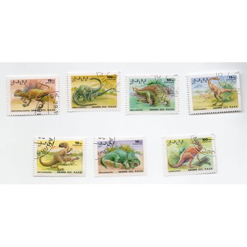 Sahara Occidental- Série De 7 Timbres Oblitérés- Animaux Préhistoriques