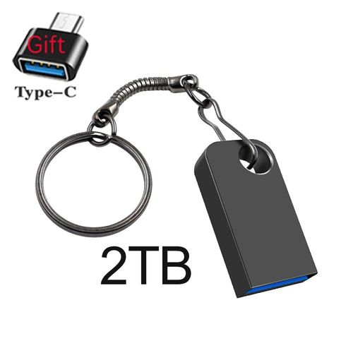 Mini clé USB en métal étanche,clé USB,adaptateur OTG de type C,clé USB 3.0 haute vitesse,mémoire 2 To,1 To,2024 - Type gray black 2TB