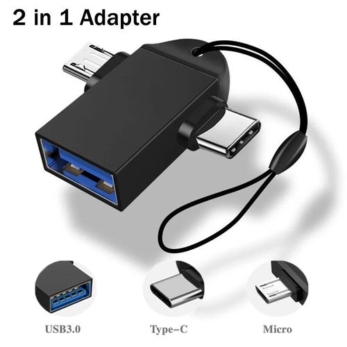 Mini clé USB en métal étanche,clé USB,adaptateur OTG de type C,clé USB 3.0 haute vitesse,mémoire 2 To,1 To,2024 - Type 2 in 1 Adapter