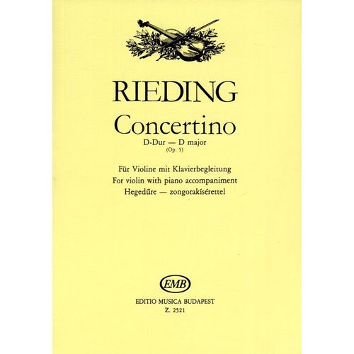 Concertino D-Dur - D Major Opus 5 For Violin With Piano Accompaniment