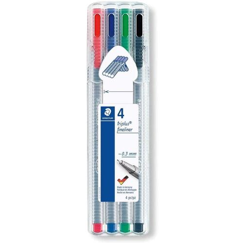 Staedtler Etui Chevalet De 4 Fineliner Triplus 0,3 Mm Assortis