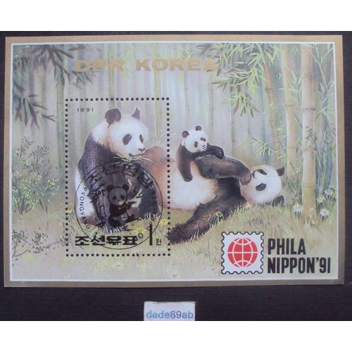 Corée Du Nord . D P R Koréa (North) Ours Panda Phila Nippon'91 . Feuillet Neuf