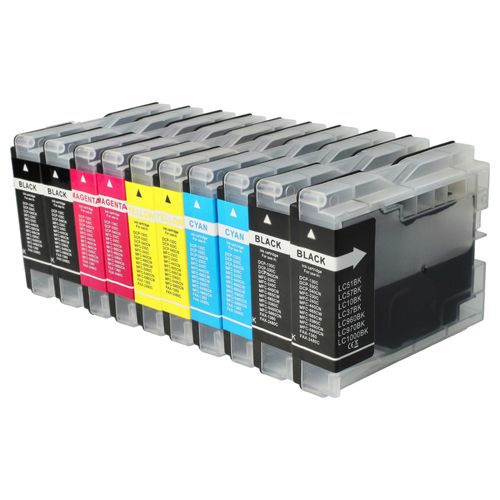 vhbw 10x Cartouches d'encre imprimantes, compatible avec Brother DCP-560CN, DCP-750CW, DCP-770CW