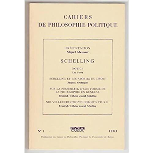 Cahiers De Philosophie Politique Schelling