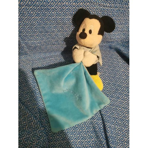 Doudou Peluche Mickey Mouchoir Bébé Pyjama Phosphorescent Bleu Lune Etoile Nuage Nicotoy Disney