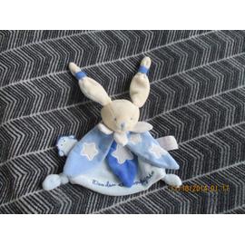 doudou Doudou et compagnie Lapin Bleu col rayure bleu Les Tatoo Plat