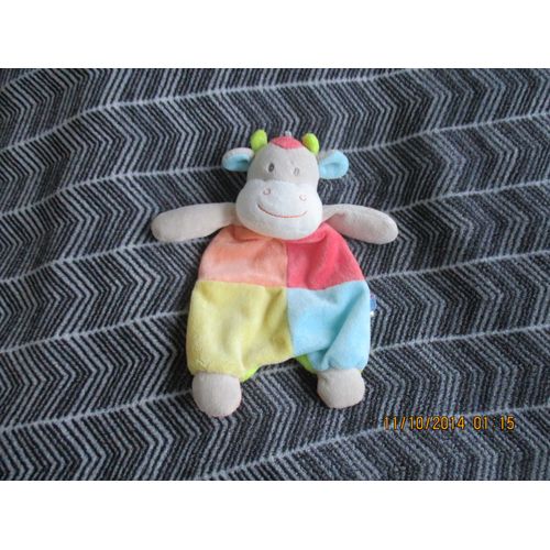 Doudou Plat Vache Multicolore Sucre D'orge