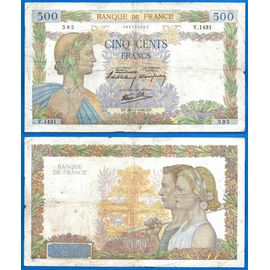 France 500 Francs 1940 La Paix Grand Billet Europe Frc Frcs Franc