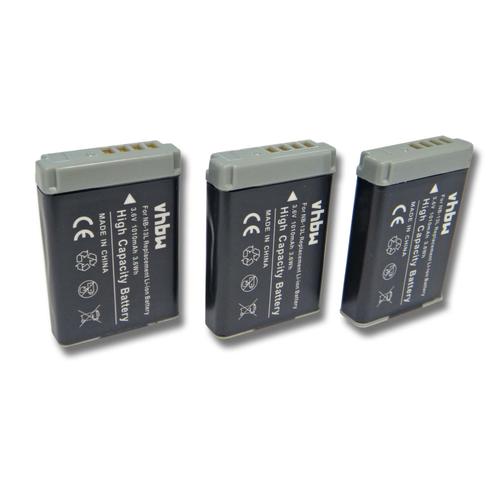 vhbw 3x Batteries remplacement pour Canon NB-13L pour appareil photo, reflex numérique (1010mAh, 3,7V, Li-ion)